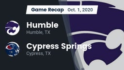 Recap: Humble  vs. Cypress Springs  2020