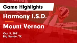 Harmony I.S.D. vs Mount Vernon  Game Highlights - Oct. 5, 2021