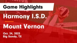 Harmony I.S.D. vs Mount Vernon  Game Highlights - Oct. 24, 2023