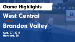 West Central  vs Brandon Valley  Game Highlights - Aug. 27, 2019