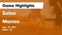 Solon  vs Marion Game Highlights - Jan. 19, 2021
