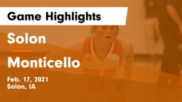 Solon  vs Monticello  Game Highlights - Feb. 17, 2021