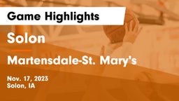 Solon  vs Martensdale-St. Mary's  Game Highlights - Nov. 17, 2023