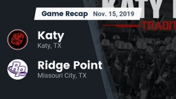 Recap: Katy  vs. Ridge Point  2019