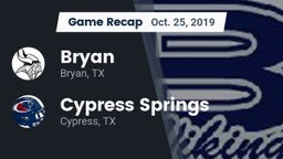 Recap: Bryan  vs. Cypress Springs  2019