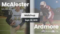 Matchup: McAlester High vs. Ardmore  2019