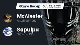 Recap: McAlester  vs. Sapulpa  2022