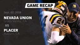 Recap: Nevada Union  vs. Placer  2016