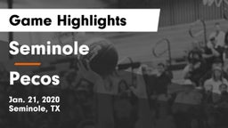 Seminole  vs Pecos  Game Highlights - Jan. 21, 2020