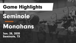Seminole  vs Monahans  Game Highlights - Jan. 28, 2020