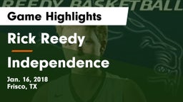 Rick Reedy  vs Independence  Game Highlights - Jan. 16, 2018