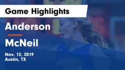 Anderson  vs McNeil  Game Highlights - Nov. 12, 2019