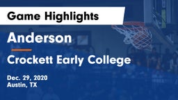 Anderson  vs Crockett Early College  Game Highlights - Dec. 29, 2020