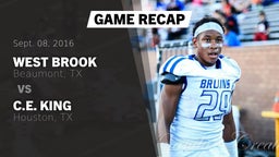 Recap: West Brook  vs. C.E. King  2016