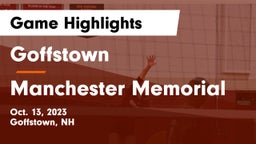 Goffstown  vs Manchester Memorial Game Highlights - Oct. 13, 2023
