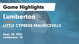 Lumberton  vs LITTLE CYPRESS MAURICEVILLE Game Highlights - Sept. 20, 2022
