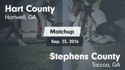Matchup: Hart County High vs. Stephens County  2016