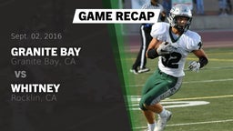 Recap: Granite Bay  vs. Whitney  2016