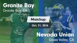 Matchup: Granite Bay High vs. Nevada Union  2016