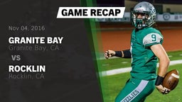 Recap: Granite Bay  vs. Rocklin  2016