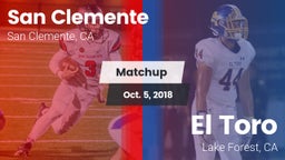 Matchup: San Clemente High vs. El Toro  2018