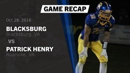 Recap: Blacksburg  vs. Patrick Henry  2016