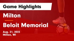 Milton  vs Beloit Memorial  Game Highlights - Aug. 31, 2023