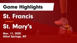 St. Francis  vs St. Mary's Game Highlights - Nov. 11, 2020