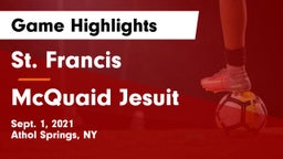 St. Francis  vs McQuaid Jesuit  Game Highlights - Sept. 1, 2021