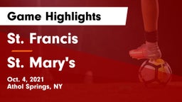 St. Francis  vs St. Mary's  Game Highlights - Oct. 4, 2021