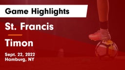 St. Francis  vs Timon  Game Highlights - Sept. 22, 2022