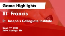 St. Francis  vs St. Joseph's Collegiate Institute Game Highlights - Sept. 19, 2019