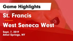 St. Francis  vs West Seneca West  Game Highlights - Sept. 7, 2019