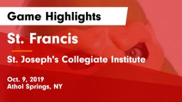 St. Francis  vs St. Joseph's Collegiate Institute Game Highlights - Oct. 9, 2019
