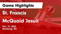 St. Francis  vs McQuaid Jesuit  Game Highlights - Oct. 12, 2022