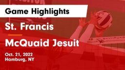 St. Francis  vs McQuaid Jesuit  Game Highlights - Oct. 21, 2022