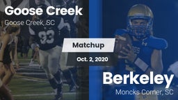Matchup: Goose Creek High vs. Berkeley  2020