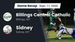 Recap: Billings Central Catholic  vs. Sidney  2020