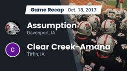 Recap: Assumption  vs. Clear Creek-Amana 2017