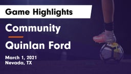 Community  vs Quinlan Ford  Game Highlights - March 1, 2021