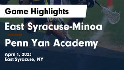 East Syracuse-Minoa  vs Penn Yan Academy  Game Highlights - April 1, 2023
