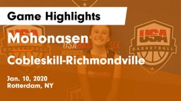 Mohonasen  vs Cobleskill-Richmondville  Game Highlights - Jan. 10, 2020