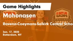 Mohonasen  vs Ravena-Coeymans-Selkirk Central School District Game Highlights - Jan. 17, 2020