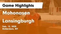 Mohonasen  vs Lansingburgh  Game Highlights - Feb. 13, 2020