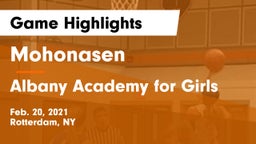 Mohonasen  vs Albany Academy for Girls Game Highlights - Feb. 20, 2021