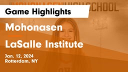 Mohonasen  vs LaSalle Institute  Game Highlights - Jan. 12, 2024
