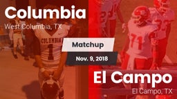Matchup: Columbia  vs. El Campo  2018
