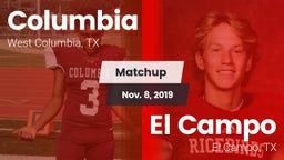 Matchup: Columbia  vs. El Campo  2019