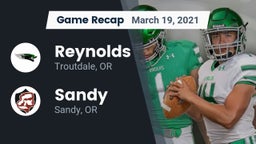Recap: Reynolds  vs. Sandy  2021