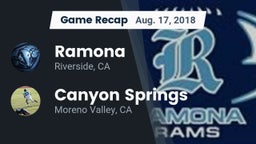 Recap: Ramona  vs. Canyon Springs  2018